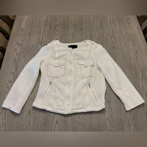Sanctuary White Waffle Knit Zip Up Cardigan Size L